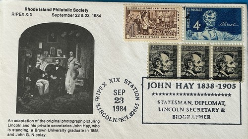 Rhode Island Philatelic Society 23.09.1984 John Hay Abraham Lincoln Sekretär