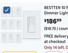 BESTTEN 10 Pack Super Slim Digital Dimmer Light Switch, Quiet Rocker 300W LED