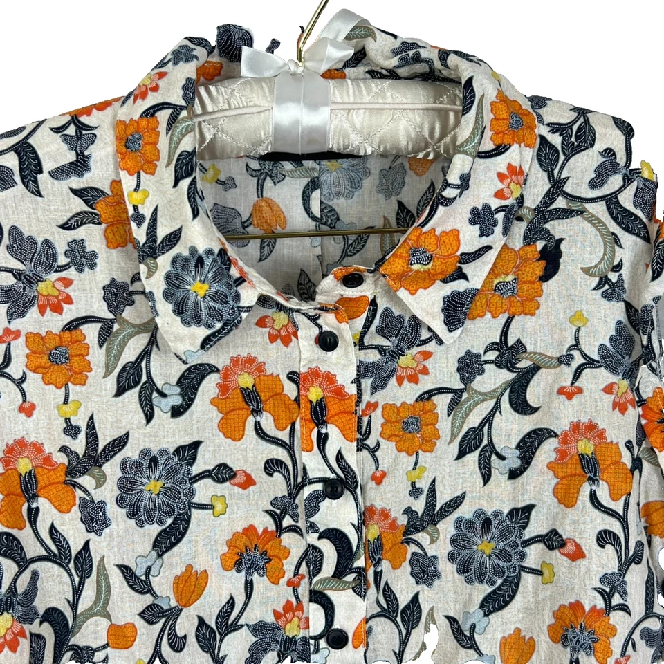 Blusa Top Lane Bryant Para Mujer Talla Grande 24 Floral Sin Mangas Lino Peplum Foto 3 de 4