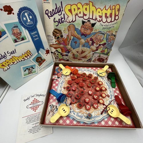 Vintage READY! SET! SPAGHETTI! 1989 Milton Bradley Board Game 100% Complete