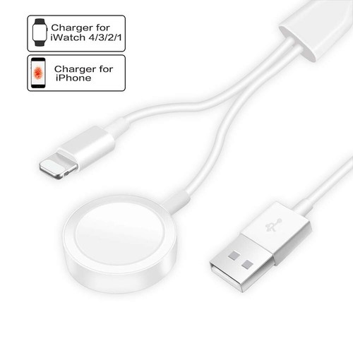 Cable cargador magnético 2 en 1 USB para Apple Watch SE/6/5/4/3/2/1 iPhone 11/8/7/X - Imagen 2 de 9