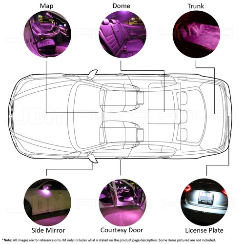 Kit de 17 bombillas LED domo mapa interior rosa para Subaru Ascent 2019 - Imagen 2 de 10