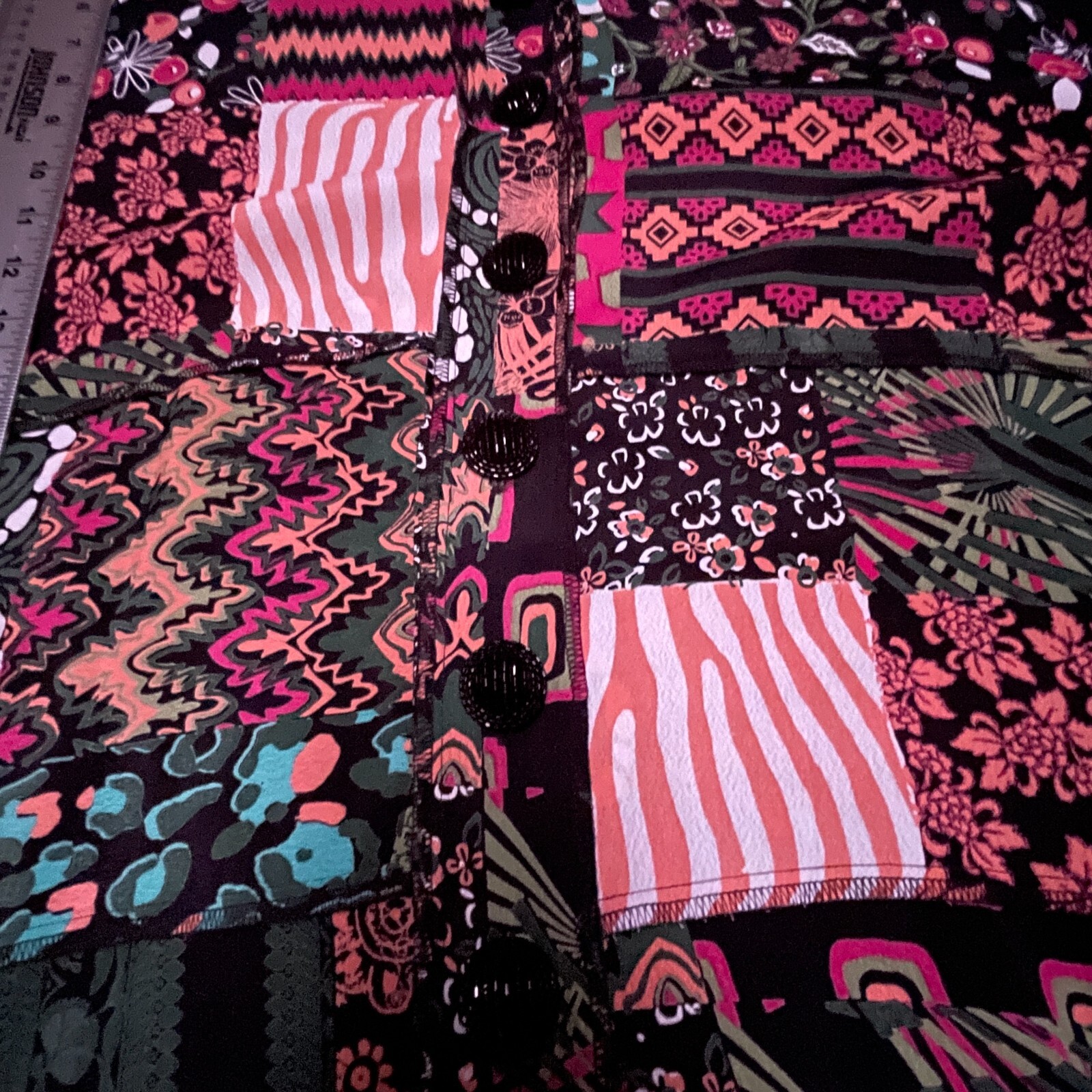 Sterling Styles Mixed Fabric Patchwork Button Up … - image 10