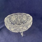 Vintage Clear Cut Glass Compote Star Footed Contemporary Candy Dish Nut Bowl — photo 3