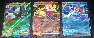 Meowscarada EX & Skeledirge EX & Quaquaval EX Paldea Evolved TCG NM