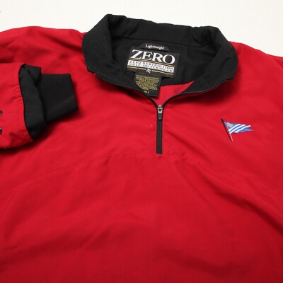 Zero Restriction Jacket Men Large Red Black Lightweight 1/4 Zip Pockets PCC Logo