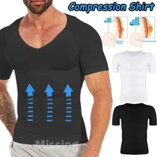 Men Compression Vest Girdle Tank Top Belly Chest Slimming T-Shirt Body Shaper