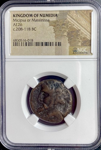 Ancient Numidian Empire Coin 208BC-118BC Punic War Carthage Era NGC Numidia