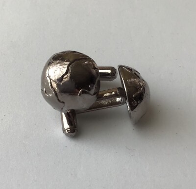 Vintage Pair Of Silver Color Cuff Links with a Map of Europe, Asia, Africa, Etc