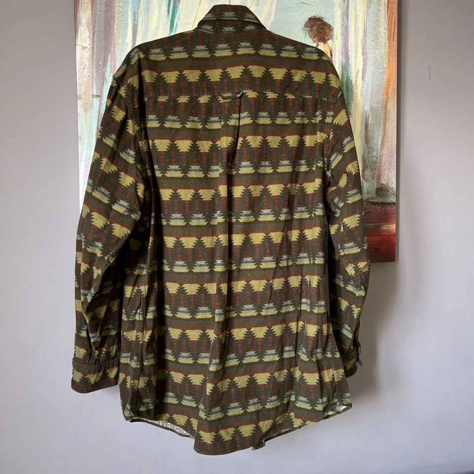 Woolrich💖 Sz L Aztec Western Print Button Down Shirt Jacket Cotton💖 - Image 3 of 4