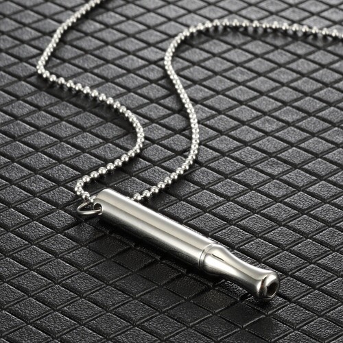 Adjustable Breathing Necklace Zen Meditation Whistle Pendant Round Pipe Design - Picture 6 of 31