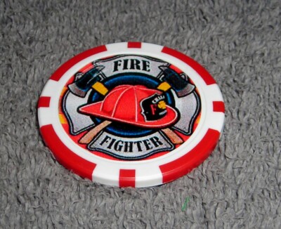FIRE FIGHTER HELMET HAT SOUVENIR COLLECTIBLE POKER CHIP GOLF BALL MARKER