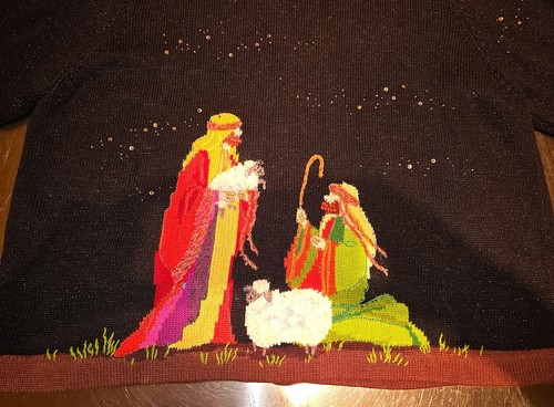 Design Options by Philip & Jane Gordon Embellished Black Cardigan Nativity XL - Picture 9 of 13
