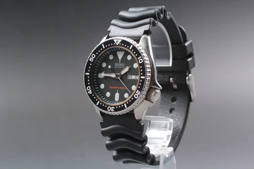 [Exc+5] SEIKO 7S26-0020 SKX007 Black Boy Diver's 200m Men's Watch From JAPAN