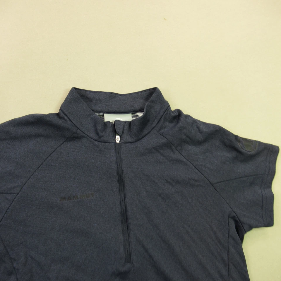 Mammut 衬衫女式中号短袖 Polo 1/4 拉链蓝色轻便 — 第 2/4 张图片