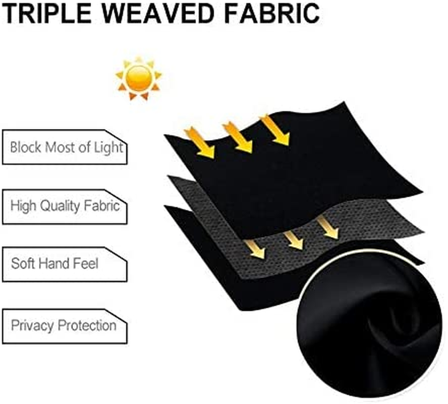 Black Blackout Curtains for Bedroom Sewn with Tiebacks Thermal