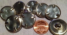 8 Pearlized Silver Grey Plastic & Silver Tone Metal Buttons 13/16" 20.5mm # 7692