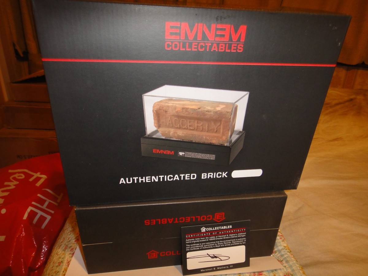 Eminem Signed Authentic Brick, Dog Tag, MMLP Cassette Size M T