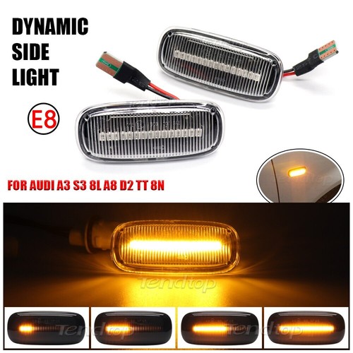 2PCS Leds Dynamic LED Marker Turn Signal Light For Audi A3 S3 A4 8L A8 D2 TT 8N - Foto 12 di 12