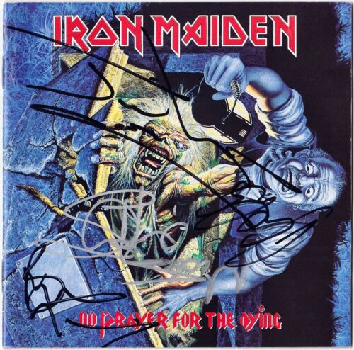 IRON MAIDEN No Prayer for the Dying FULLY SIGNED Bruce Dickinson Nicko AUTOGRAPH - Afbeelding 1 van 6