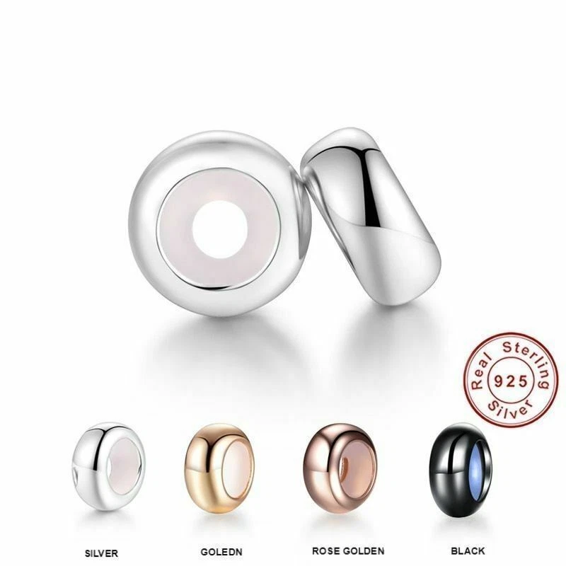 2 Stück Charms Stopper 925 Sterling Silber Rose Gold Schwarz Farbe Charm Armband - Bild 2 von 4