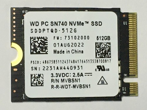 WD 512GB M.2 2230 SSD NVMe PCIe4x4 SN740 For Steam Deck ASUS ROG Ally Surface pr - Picture 7 of 8