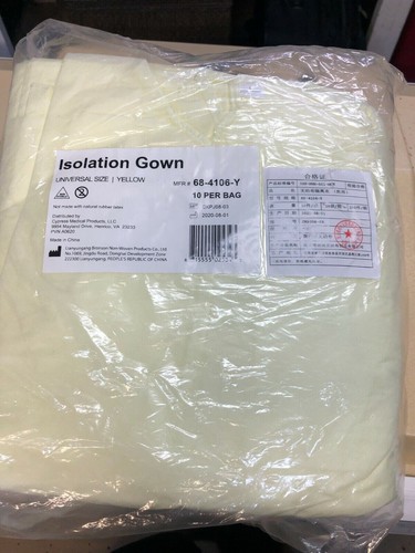 New Lot of 10 Isolation Gown - Size Large / Universal Yellow - Picture 2 of 2