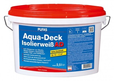 Isolierfarbe Aqua-Deck Isolierweiß Nikotin Pufas   2,5L
