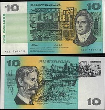 1991 Australian gEF $10 MLE 764418 Fraser Cole Last Paper Banknote issue r313a