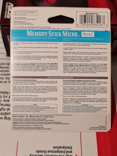 Sony Memory Stick Micro M2 Mark 2 16 GB PSP GO 16GB Brand New & SEALED - Picture 2 of 2