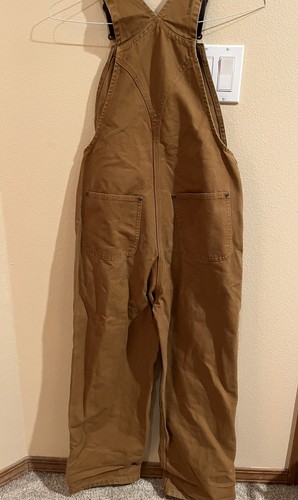 Carhartt Overalls Youth Size 12 BOY LARGE Brown Canvas Bib Loose Fit Double Knee - Picture 5 of 16