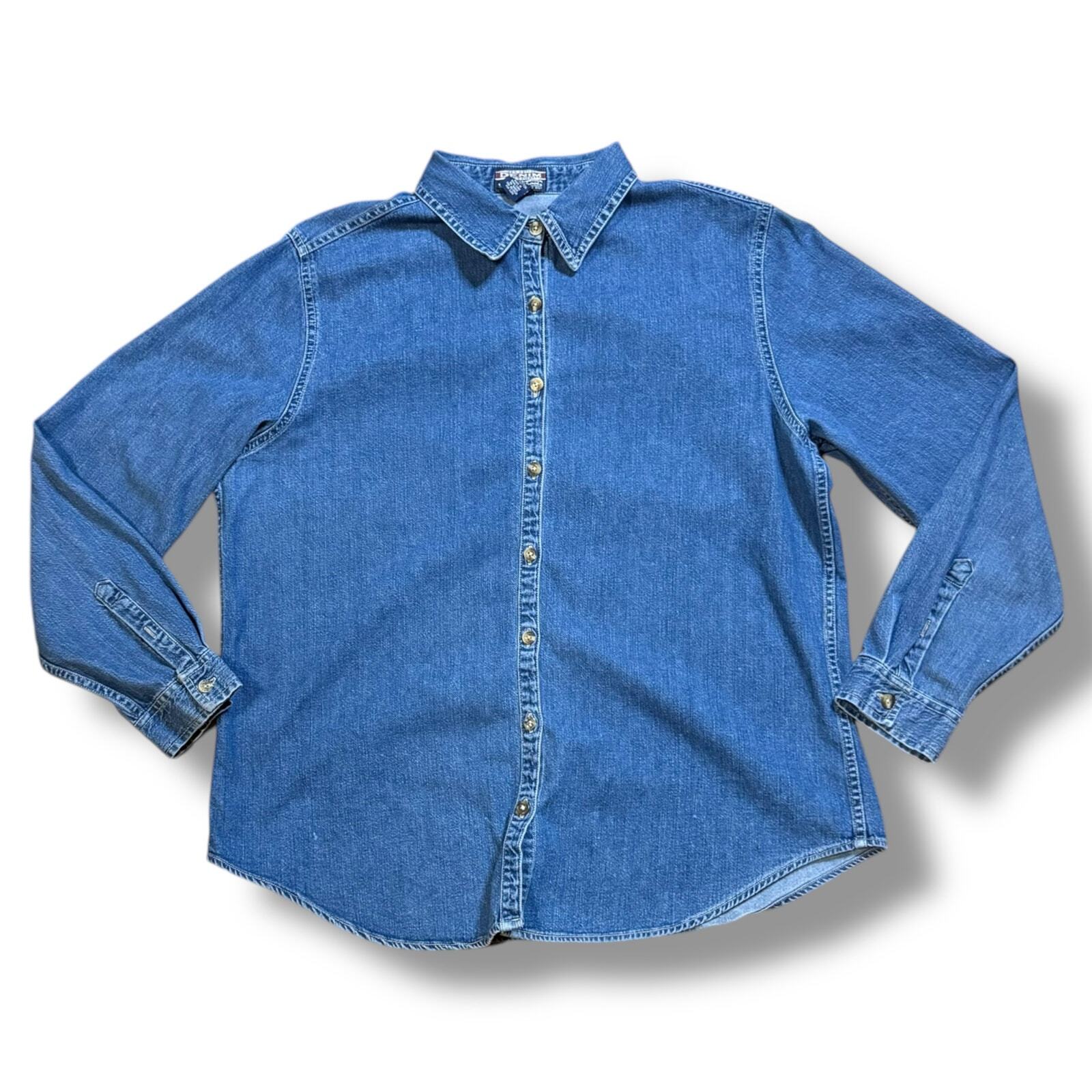 Vintage Denim Brand Old School Denim Shirt Womens 100% Cotton Blue 90s Size 12