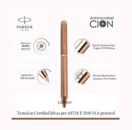 Bolígrafo Parker Folio enchapado en iones de cobre antimicrobiano (recubierto CION) - Imagen 2 de 3