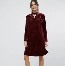 Plus Size Dress True Decadence Tall Frill Long Sleeve Velvet Shift Size 18