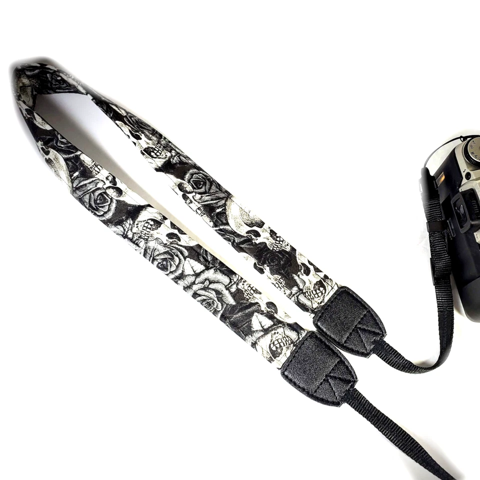 Correa para cámara Skull Rose - Correa para cámara blanca negra - Doble acolchado cómodo Foto 2 de 4