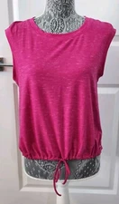 Layer8 Womens Top Draw String Sleeveless Top Small Stretchy Hot Pink Quick Dry 