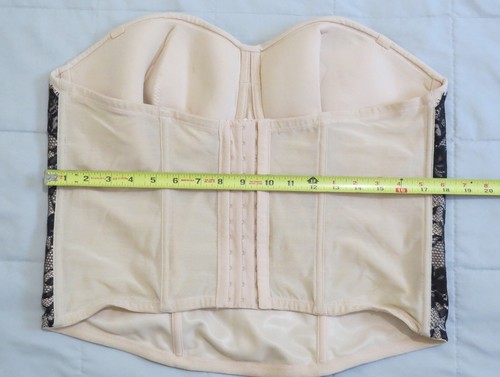 Cacique Corset Black Lace Stretch Bows Y2K Size 26/28 - Picture 19 of 22