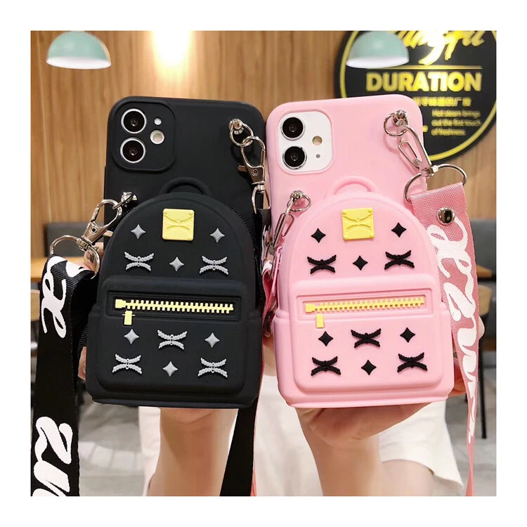 3D Silicon Wallet Coin Bags Cute Phone Case For Galaxy A30 A40 A50