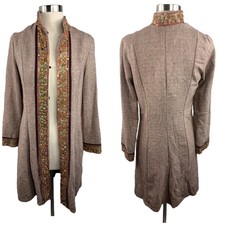 Y Apparel Usa Coat Trench Sz S Art To Wear Mid Century Look Beaded Boho Chic