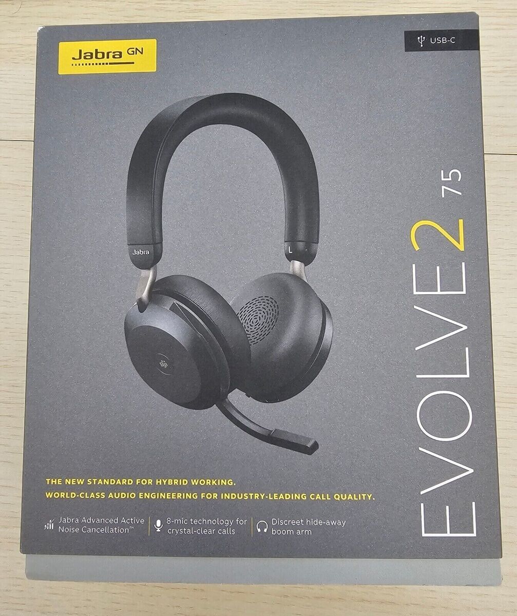 Jabra Evolve2 75 Wireless Headset - Black, USB-C, UC Jabra Evolve2 75 Wireless Headset - Black, USB-C, UC