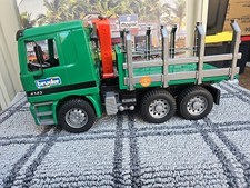 Bruder Germany 4143 Mercedes Actros Tipping Logging Crane Truck 17in Long 2001