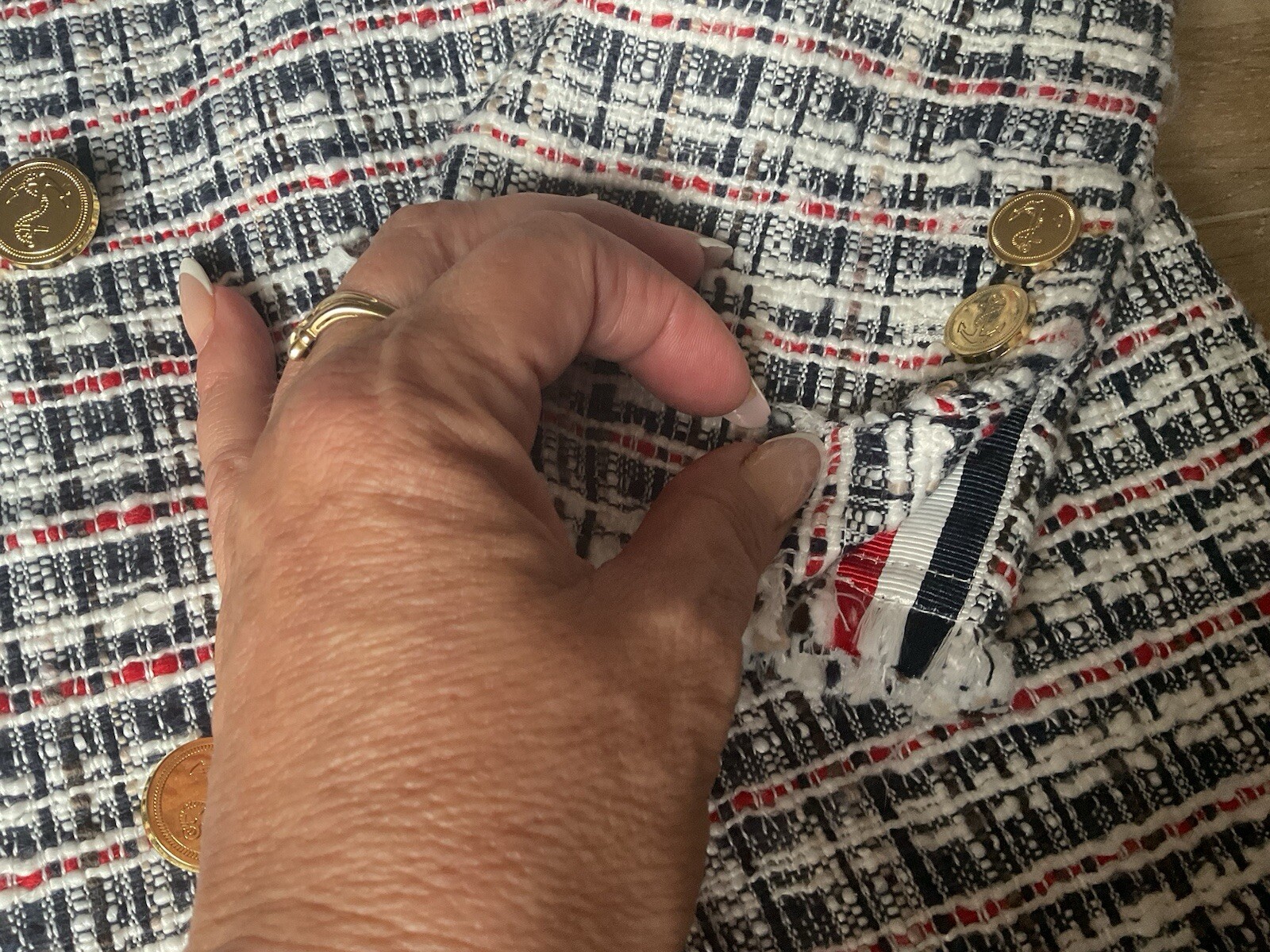 Thom Browne Double Breasted Tweed Jacket With Gold Button Details image 10