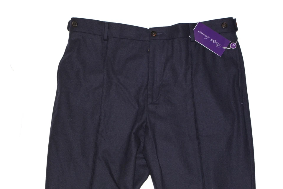 $695 Ralph Lauren Púrpura Etiqueta Anthony Azul Marino Slim Lana Franela Pantalón Jogger 36 Foto 2 de 4