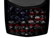 Black USA Flag Skulls Grunge Abstract Truck Vinyl Hood Wrap Decal Car Graphic US