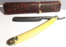 ANTIQUE CLAUSS NEW DEPARTURE STRAIGHT RAZOR #4202 MADE IN FREMONT OH W/BOX