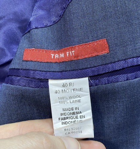 Saks Fifth Avenue Blazer Size 40 Reg Trim Suit Blue Jacket Wool Pockets Men’s - Picture 6 of 13