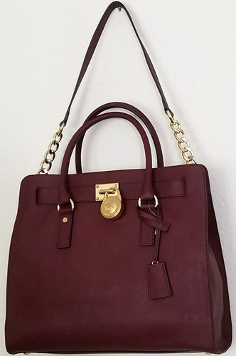 🌞MICHAEL KORS HAMILTON LARGE BURGUNDY MERLOT SAFFIANO TOTE BAG+/OR WALLET🌺NWT! - Picture 13 of 42