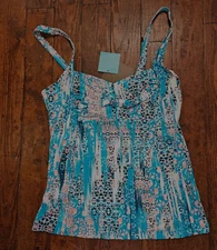 New Sunseeker Womens Tankini Swim Top Blues White Padded Bra Adj Straps 38B