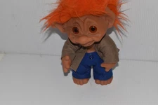 Thomas Dam Troll 9" w/ORANGE Hair AMBER Eyes BLUE Outfit - VINTAGE( FDX38)