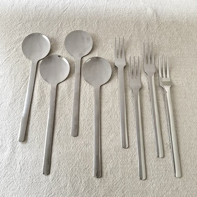 Scandi Minimalist Danescook stainless 4 Soup spoons4  Dinner  forks NEW